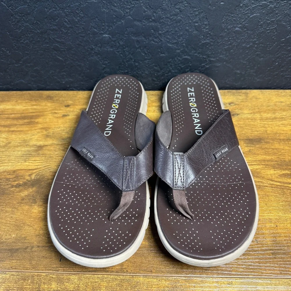 Cole Haan Zerogrand C23981 Brown Leather Thong Sandals Mens Size 11M‎
